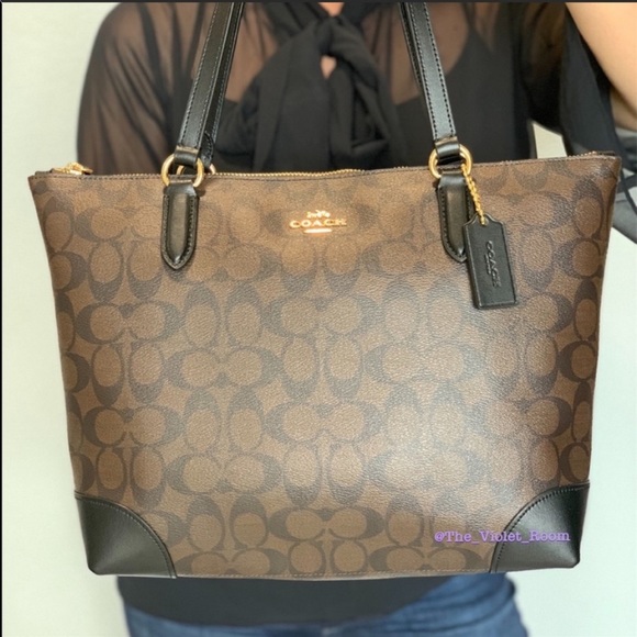 ▪️COACH▪️Small ZipTop Signature Coated Canvas Tote - Picture 8 of 8